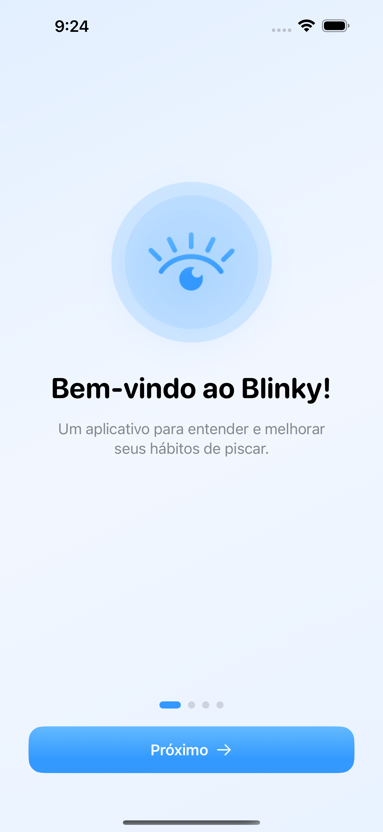 Tela de boas-vindas do Blinky